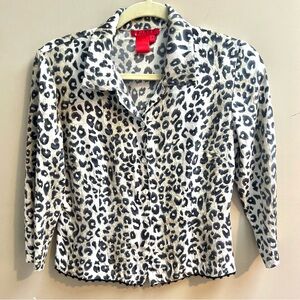 Burns animal print silk button up shirt size 6